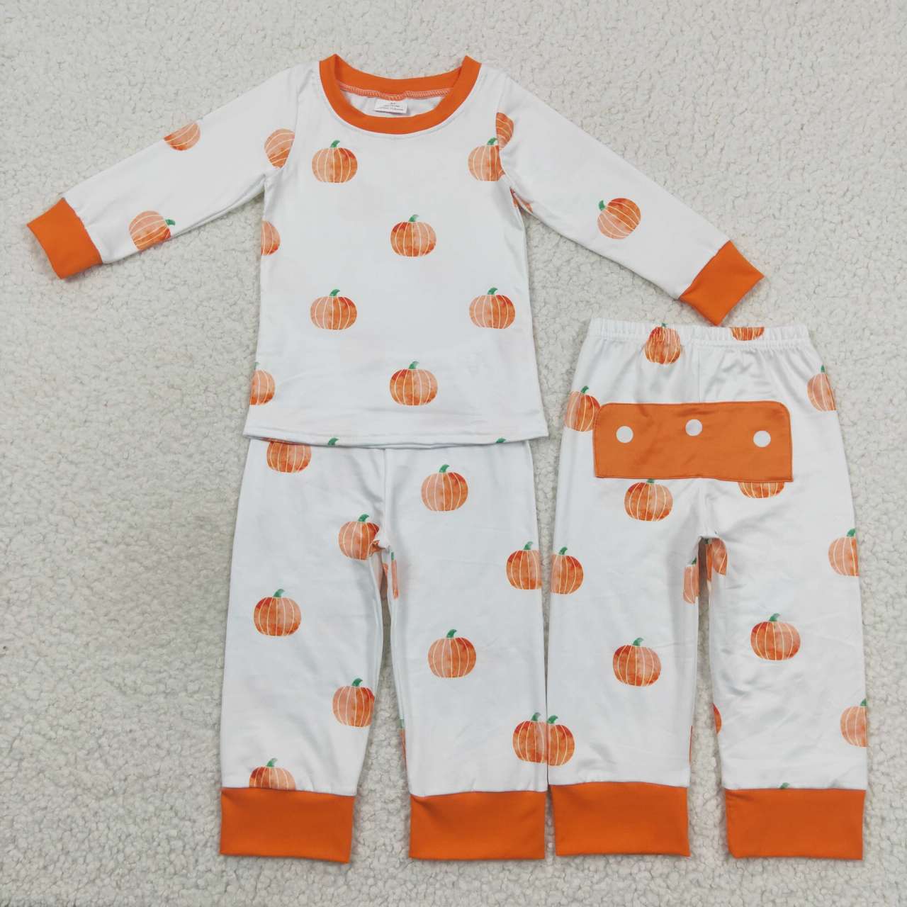 BLP0297 Orange pumpkin print boys fall pajamas clothes set