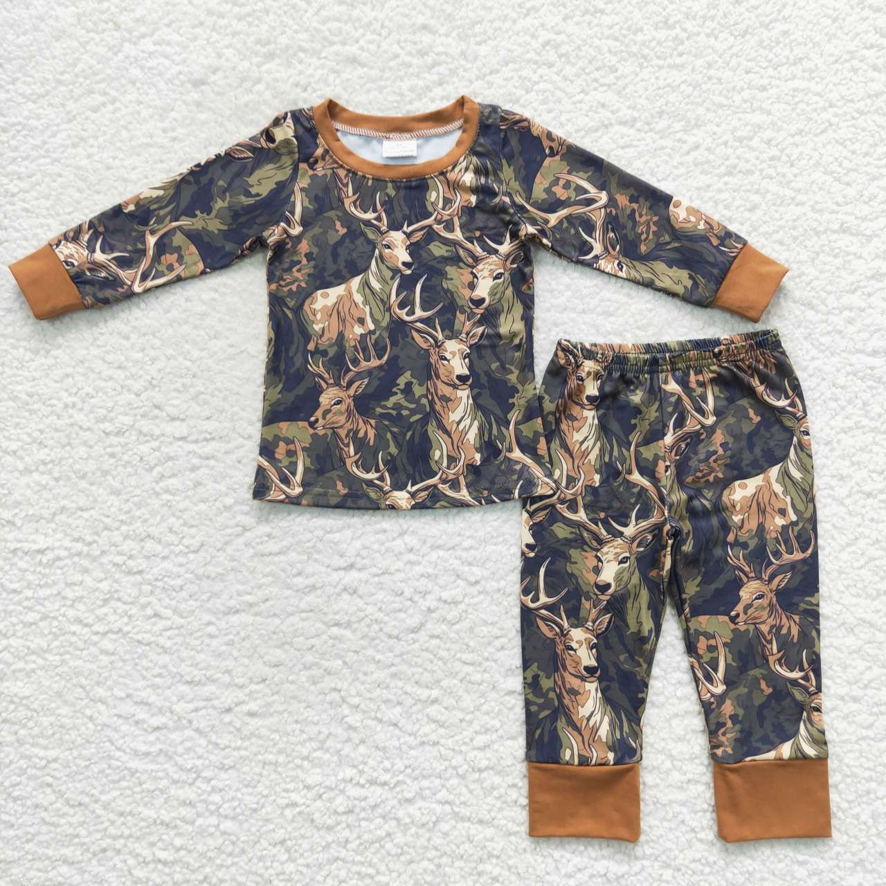 BLP0298 Deer camo print kids fall pajamas clothes set