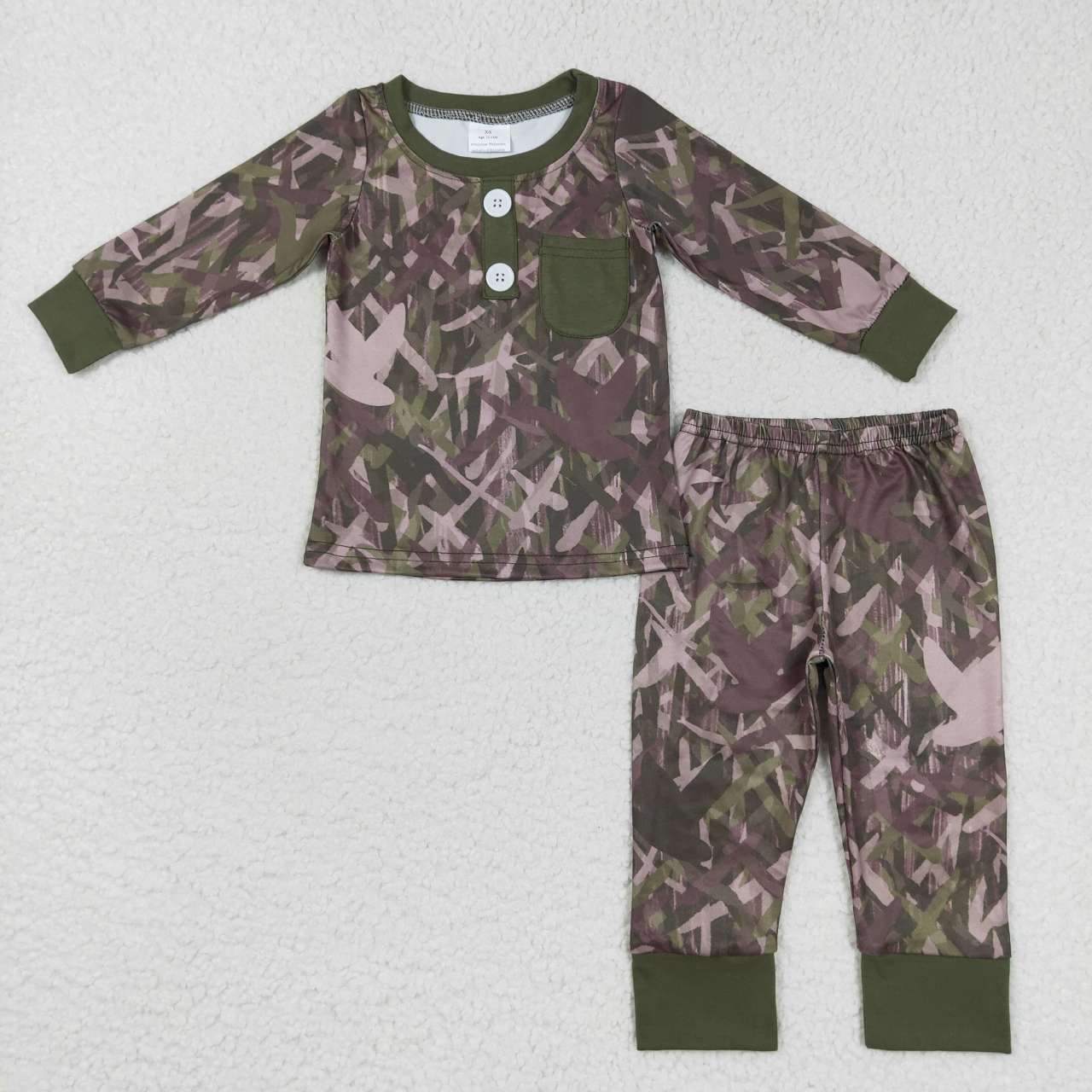 Camo Print Boys Fall Pajamas Outfits Brothers Wear