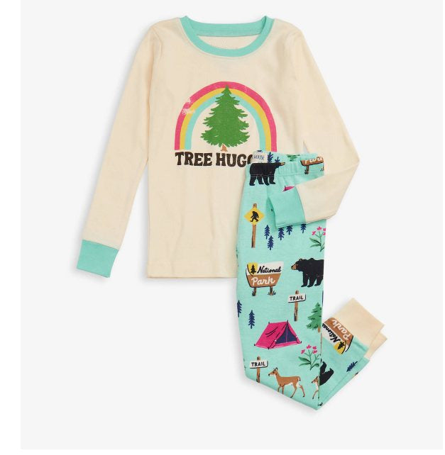 (Pre-order)BLP0327 Tree hugger rainbow print kids pajamas clothes set