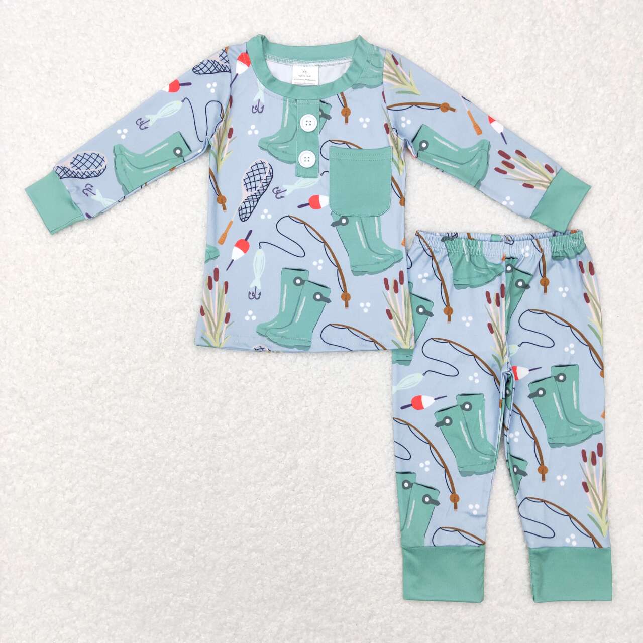 BLP0333 Go Fishing Print Boys Pajamas Clothes Set