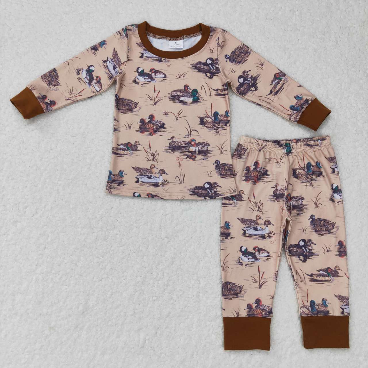 BLP0336 Brown duck print boys pajamas clothes set