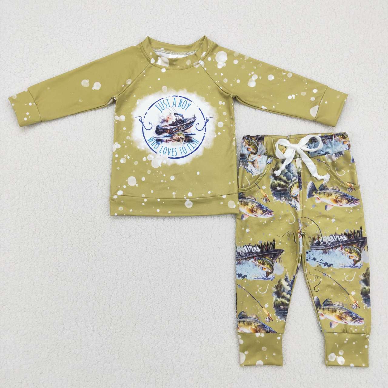 BLP0338 Just a boy who loves fish print boys clothes set