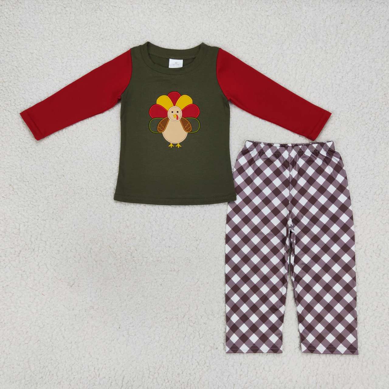 BLP0339 Turkey embroidery print boys Thanksgiving clothes set