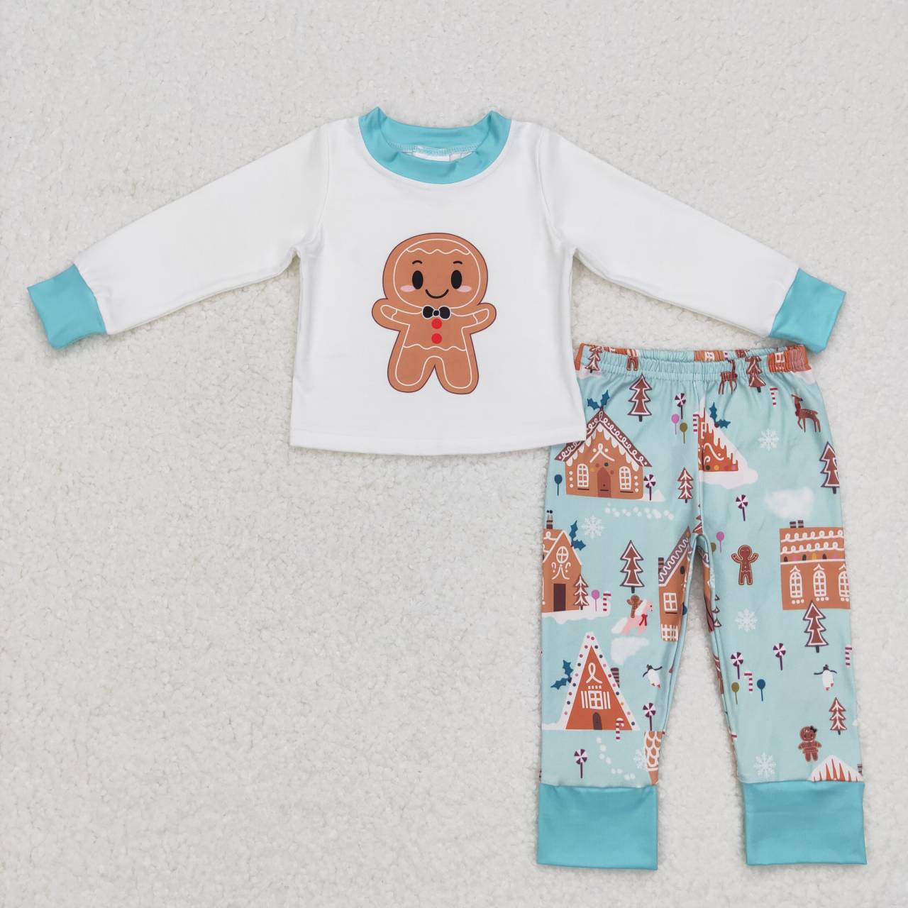 BLP0346 Gingersnap Print Boys Pajamas Christmas Clothes Set