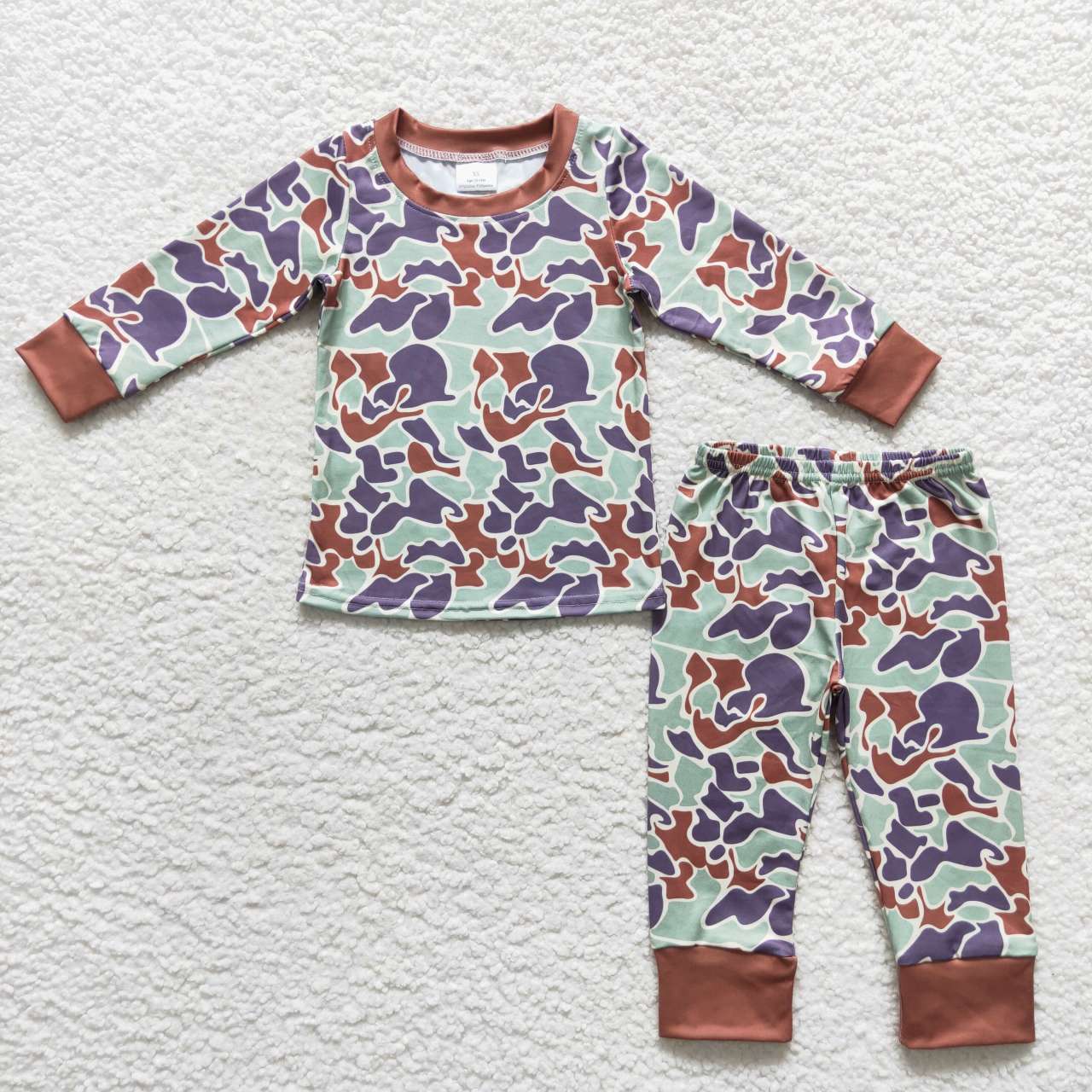 Camo Print Boys Fall Pajamas Outfits Brothers Wear