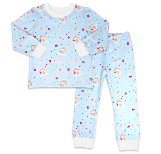 (Pre-order)BLP0405 Blue Sweethouse Gingersnap Boys Christmas Pajamas Clothes Set