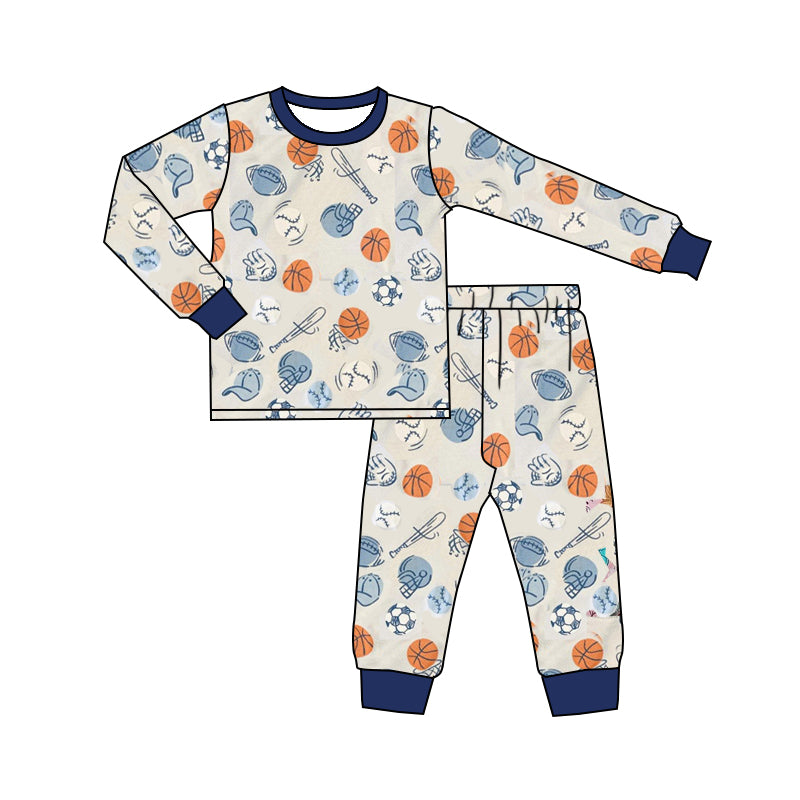 (Pre-order)BLP0412 Football Print Boys Pajamas Clothes Set