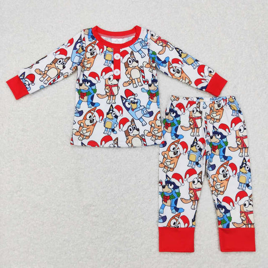 BLP0413 Cartoon Dog Boys Christmas Pajamas Clothes Set