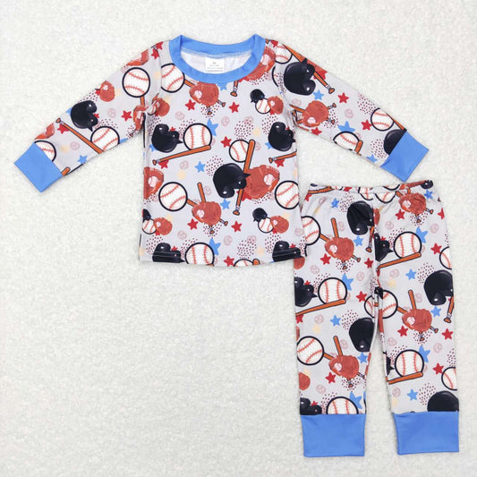 BLP0418 Baseball Print Boys Pajamas Clothes Set