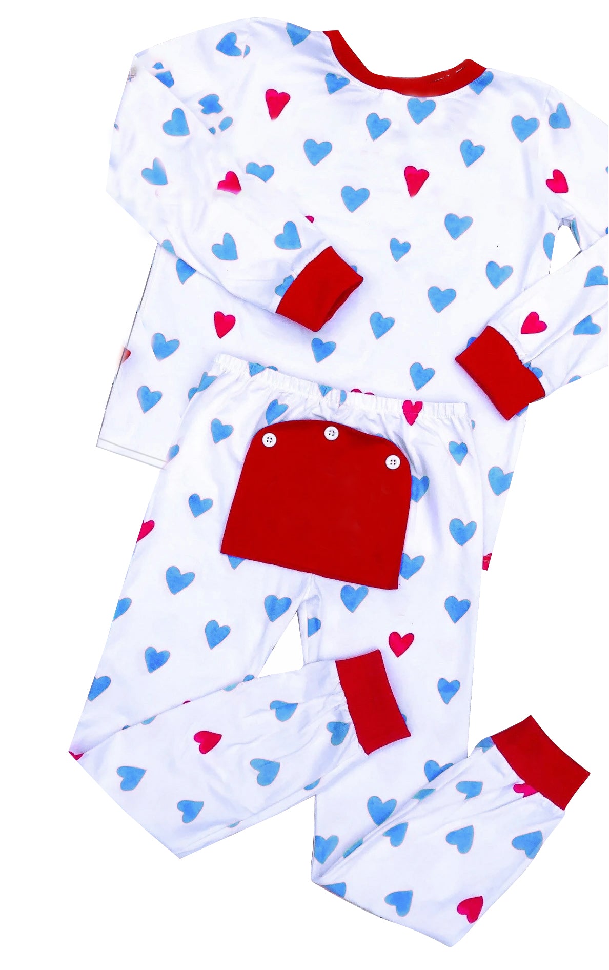 (Pre-order)BLP0429 Blue Heart Print Boys Valentine's Pajamas Clothes Set