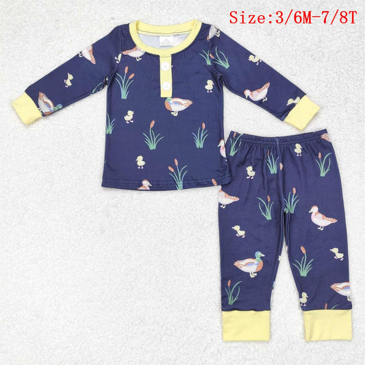 BLP0500 Duck Navy Print Boys Fall Pajamas Clothes Set