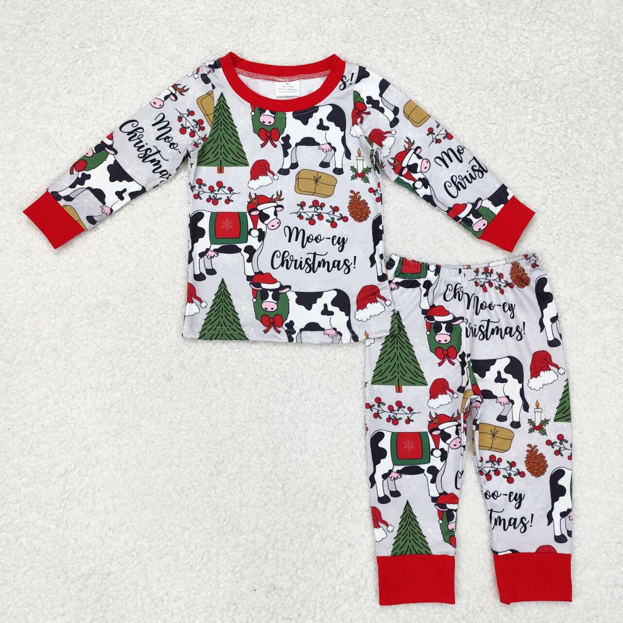 BLP0513 Moo~Cow Print Boys Christmas Pajamas Clothes Set