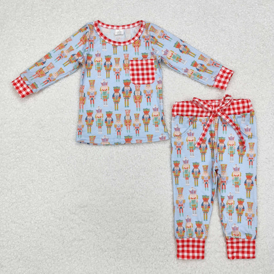 BLP0521 Soldier Print Boys Christmas Bamboo Pajamas Clothes Set