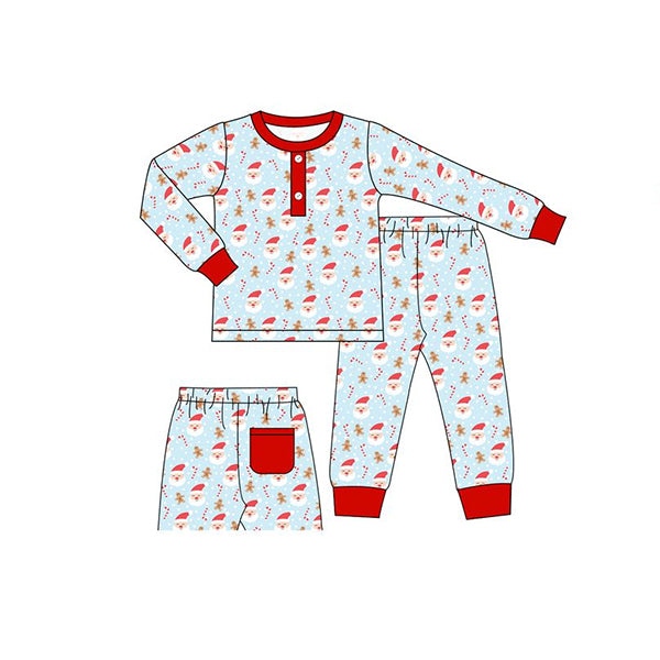 (Pre-order)BLP0526 Santa Print Boys Christmas Pajamas Clothes Set