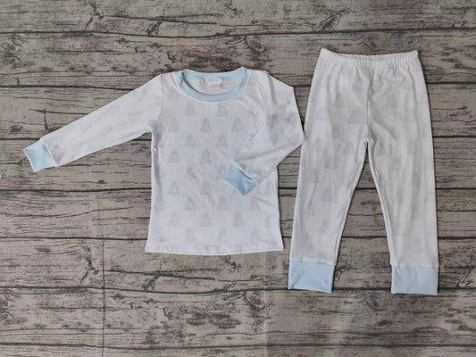 (Pre-order)BLP0540 Blue Ghost Print Boys Halloween Pajamas Clothes Set