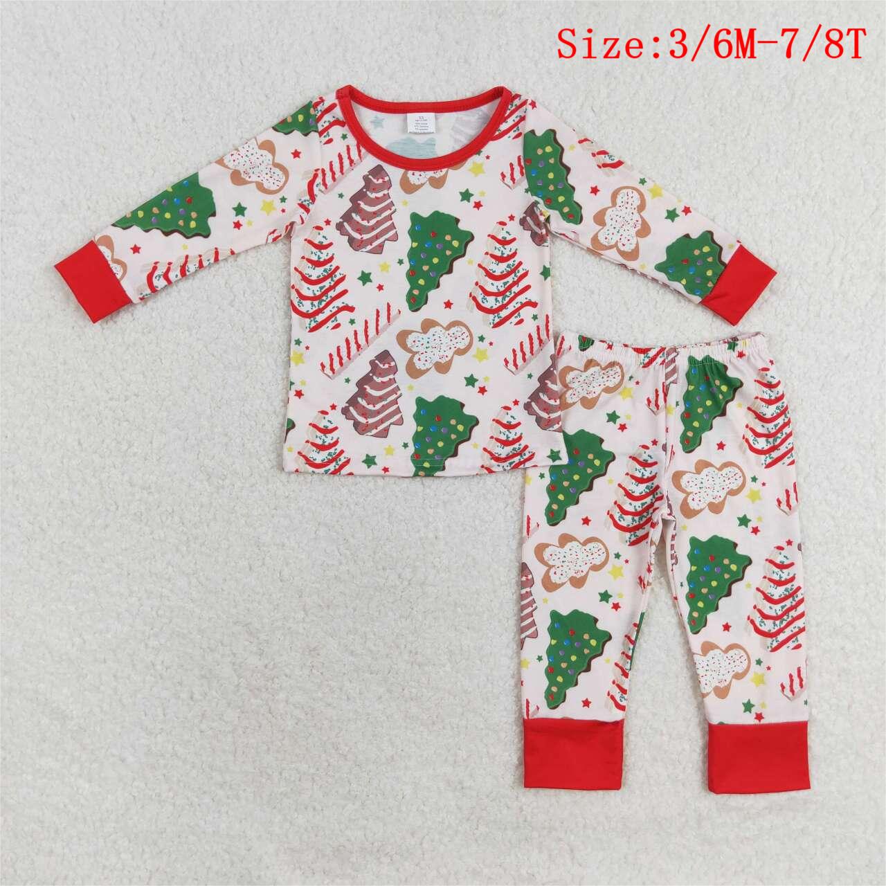 BLP0549 Christmas Debbie Cake Print Boys Christmas Bamboo Pajamas Clothes Set