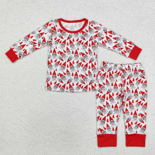 BLP0558 Cartoon Shelf Cute Spirit Print Boys Christmas Bamboo Pajamas Clothes Set