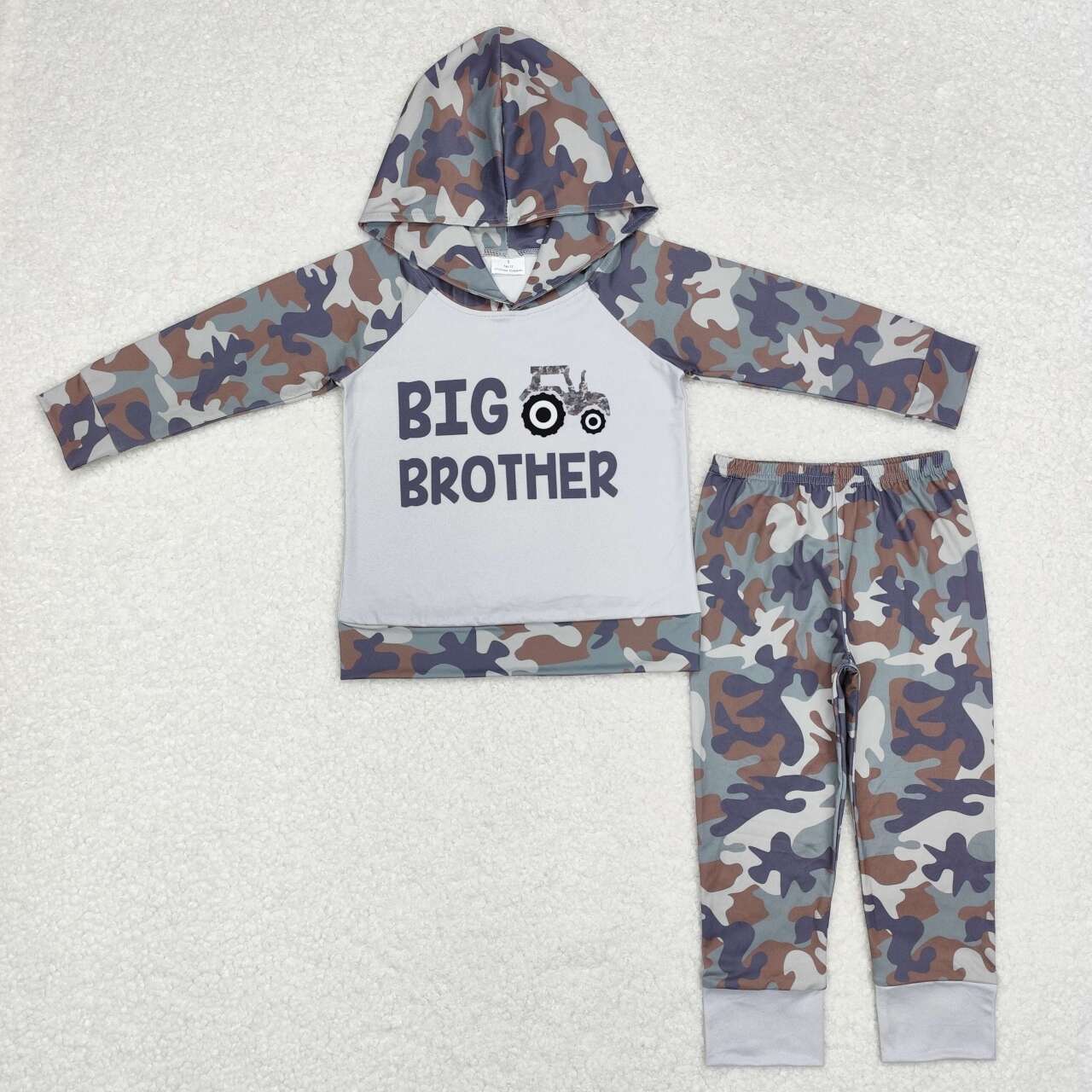 BLP0576 Big Brother Tractors Camo Print Boys Fall Hoodie Clothes Set