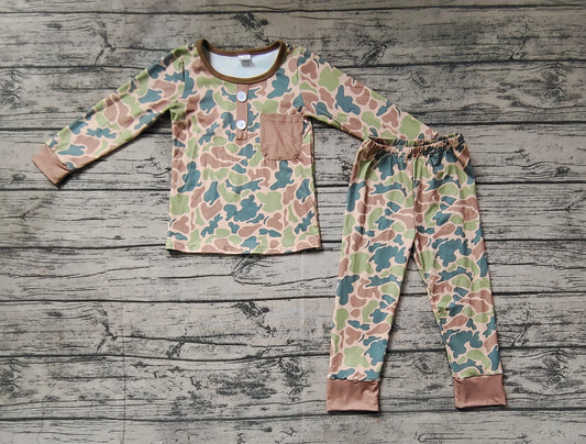 (Pre-order)BLP0580 Camo Print Boys Fall Pajamas Clothes Set