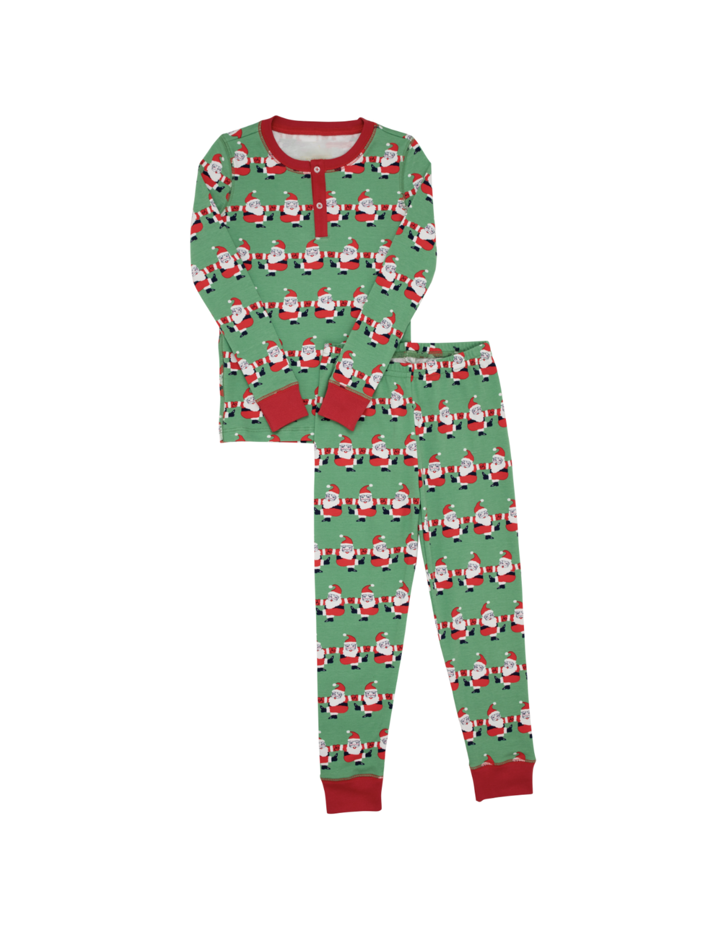 (Pre-order)BLP0625 Santa Green Print Boys Christmas Pajamas Clothes Set