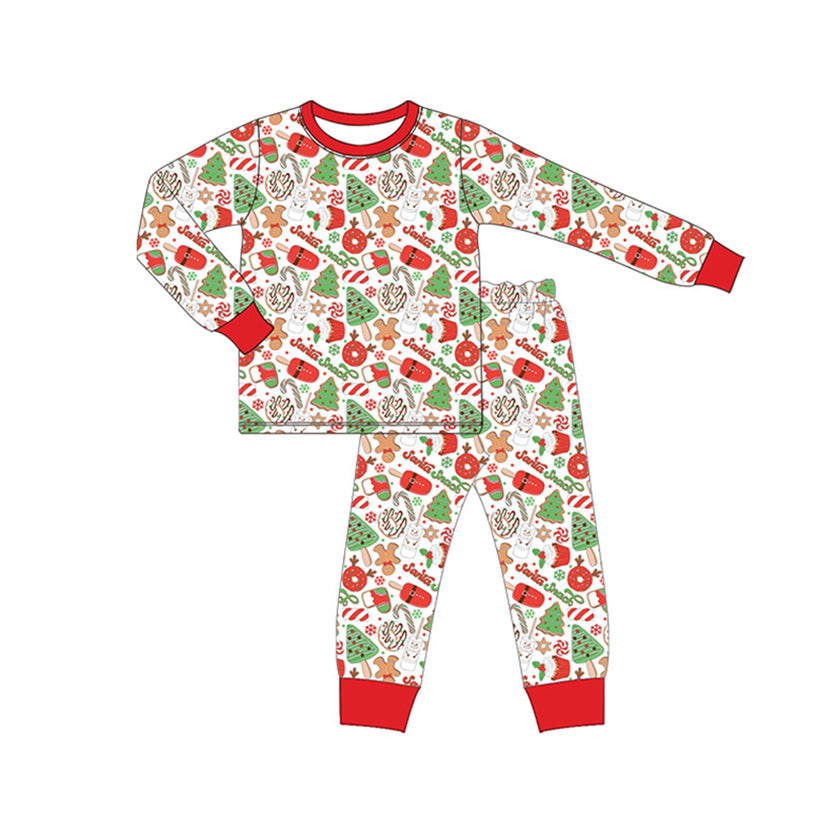 (Pre-order)BLP0632 Dessert Cake Santa Print Boys Christmas Pajamas Clothes Set