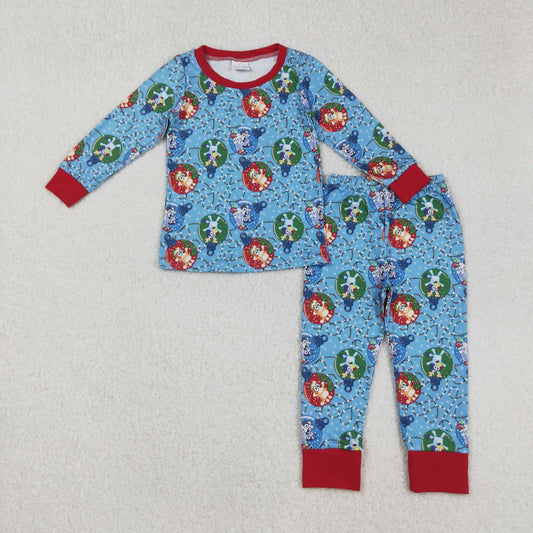 BLP0638 Cartoon Dog Lights Print Boys Christmas Pajamas Clothes Set