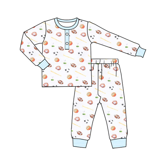 (Pre-order)BLP0645 Ball Print Boys Fall Pajamas Clothes Set