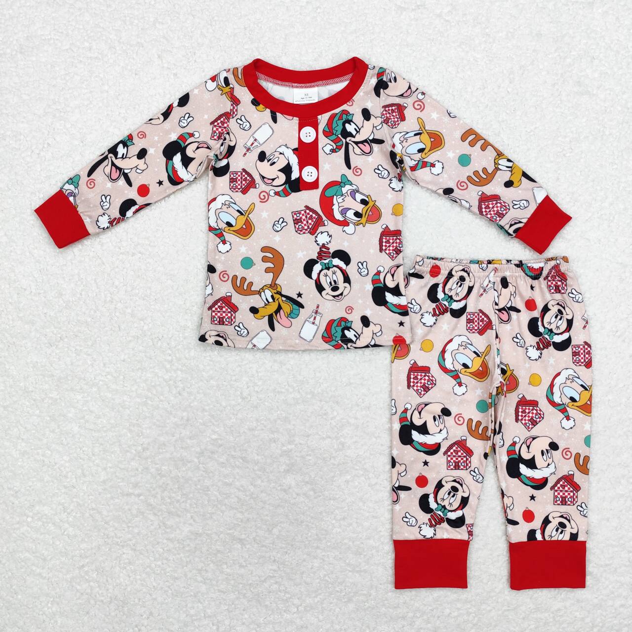 BLP0650 Cartoon Mouse Print Boys Christmas Pajamas Clothes Set