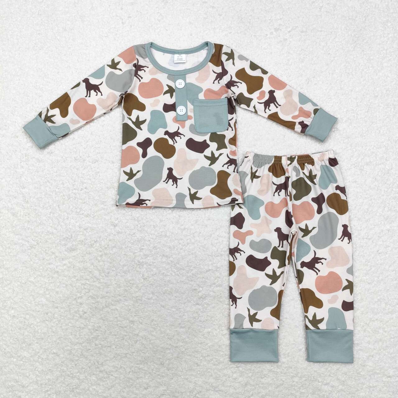 Camo Print Boys Fall Pajamas Outfits Brothers Wear