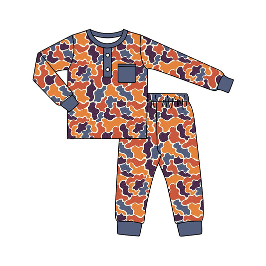 (Pre-order)BLP0681 Camo Print Boys Fall Pajamas Clothes Set