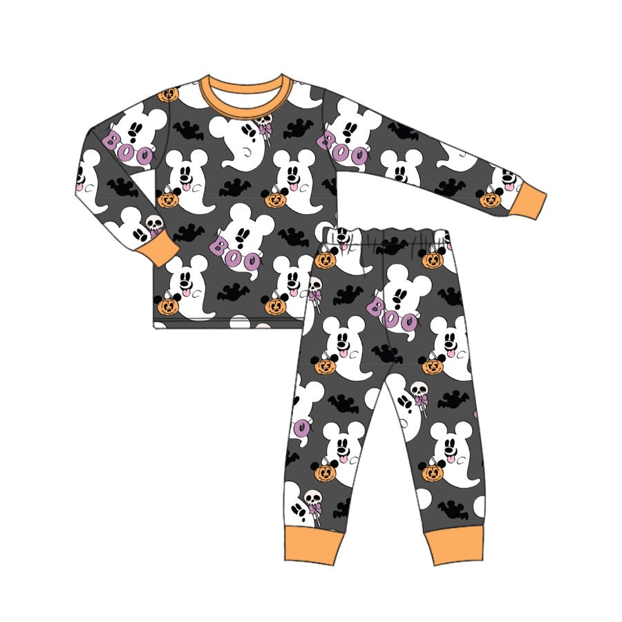 (Pre-order)BLP0693 Cartoon Mouse Ghost BOO Print Boys Halloween Pajamas Clothes Set