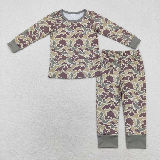 BLP0706 Camo Print Kids Fall Bamboo Pajamas Clothes Set