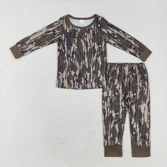 BLP0707 Camo Print Boys Fall Bamboo Pajamas Clothes Set