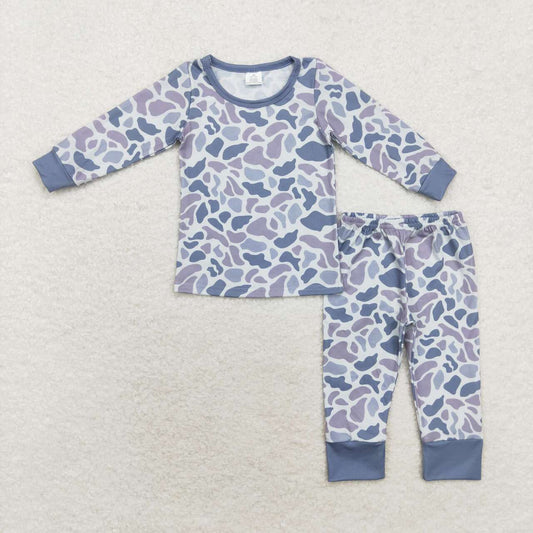 BLP0709 Gray Camo Print Boys Fall Bamboo Pajamas Clothes Set