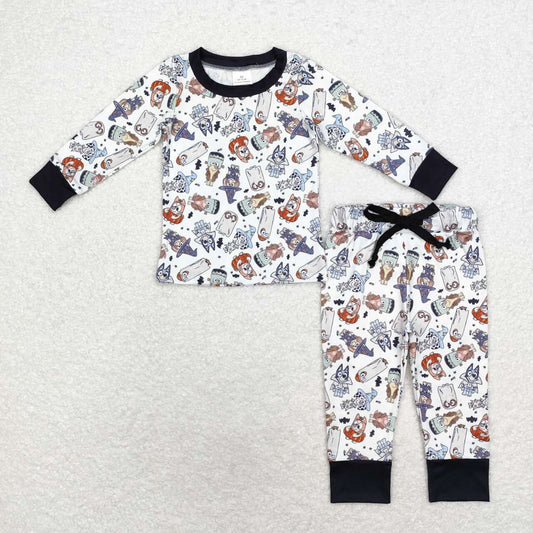 BLP0720 Cartoon Dog Print Boys Halloween Pajamas Clothes Set