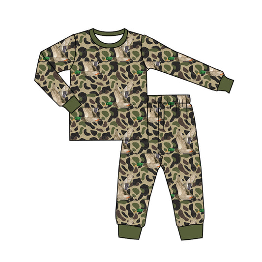 (Pre-order)BLP0807 Duck Camo Print Boys Fall Pajamas Clothes Set