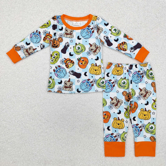 BLP0809 Cartoon Figure Pumpkin Print Boys Fall Pajamas Clothes Set