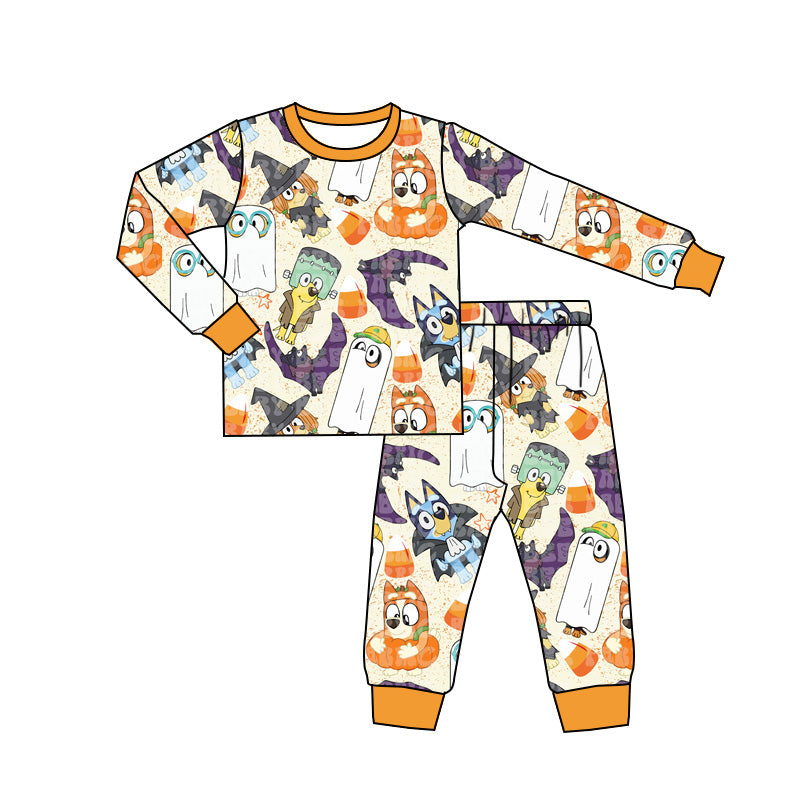 (Pre-order)BLP0826 Cartoon Dog Candy Print Boys Halloween Pajamas Clothes Set