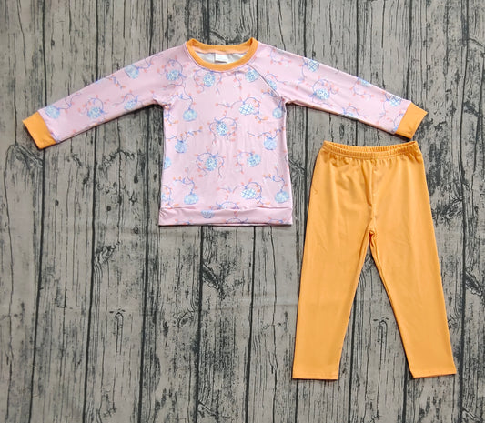 (Pre-order)BLP0835 Pumpkin Top Orange Pants Kids Fall Clothes Set
