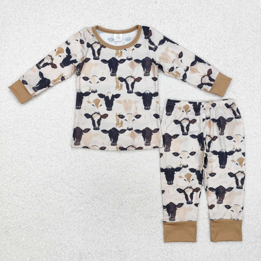 BLP0860 Cows Print Boys Fall Bamboo Pajamas Clothes Set