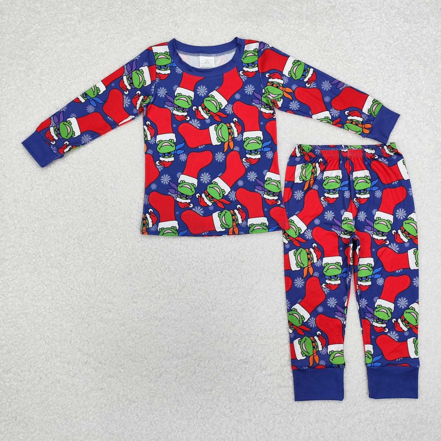 BLP0870 Cartoon Figure Socks Print Boys Christmas Pajamas Clothes Set