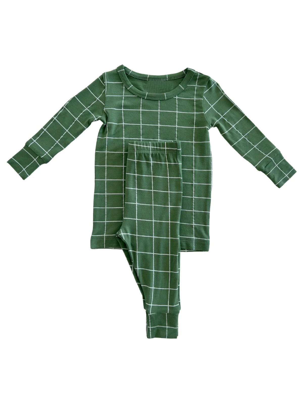 (Pre-order)BLP0881 Green Print Kids Fall Pajamas Clothes Set