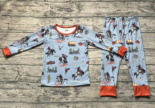 (Pre-order)BLP0900 Cowboy Print Boys Pajamas Clothes Set