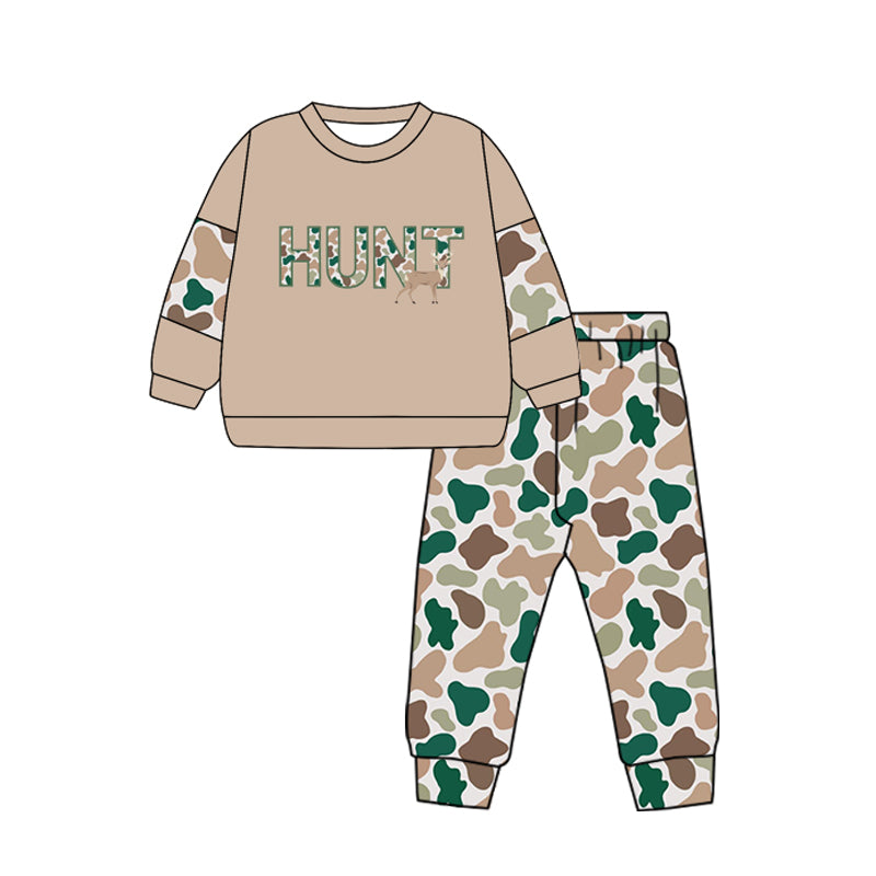 (Pre-order)BLP0906 Camo Deer Hunt Print Boys Fall Clothes Set