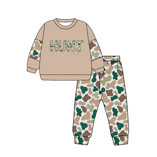 (Pre-order)BLP0906 Camo Deer Hunt Print Boys Fall Clothes Set