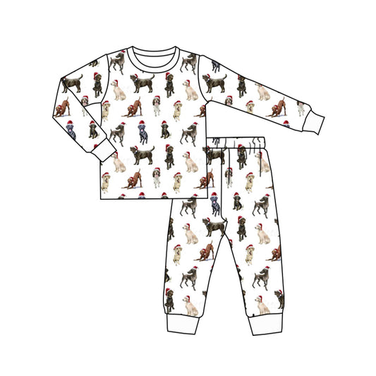 (Pre-order)BLP0930  Dog Print Boys Christmas Pajams Clothes Set