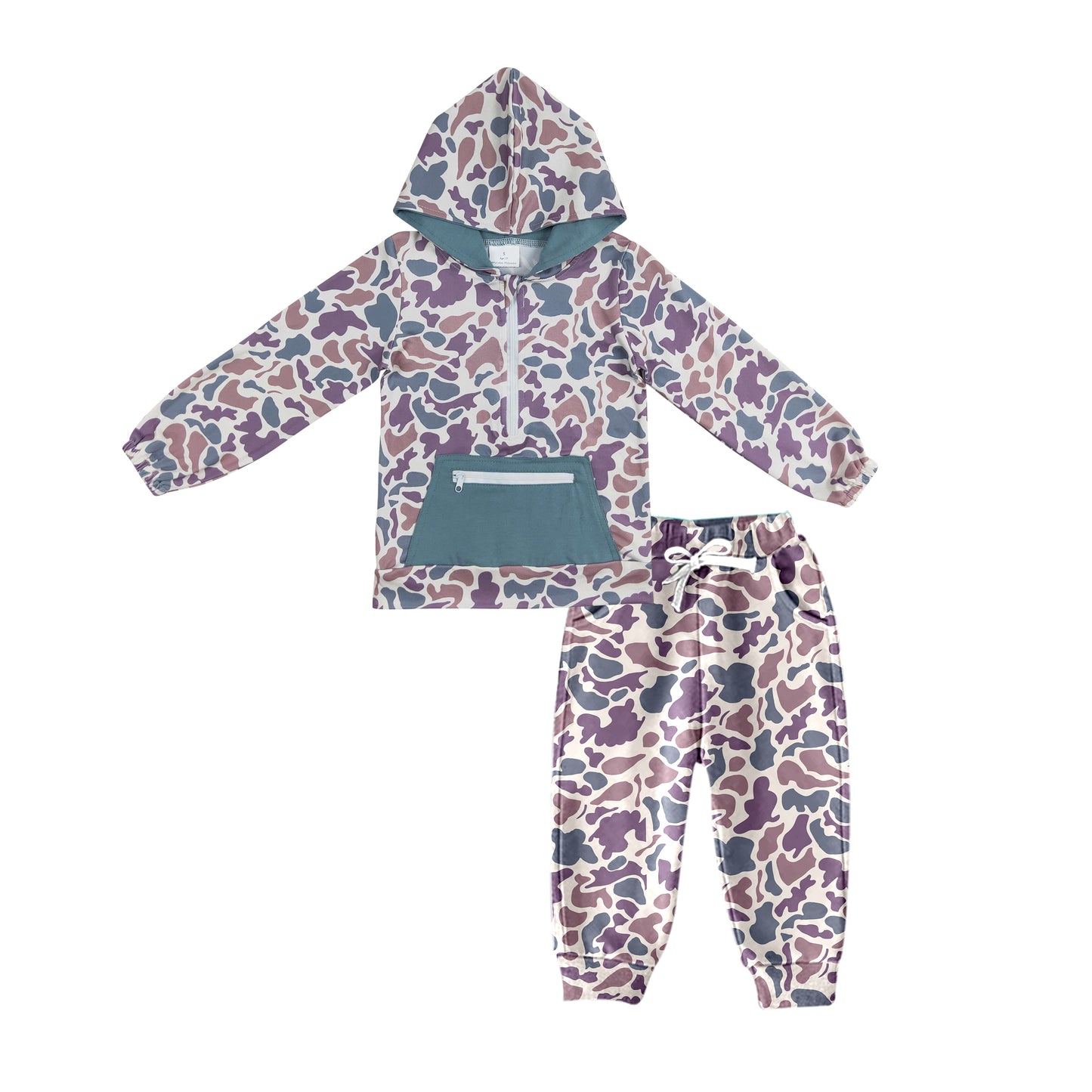 (Pre-order)BLP0934 Purple Camo Print Boys Fall Hoodie Clothes Set