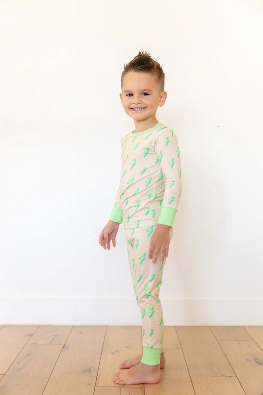 (Pre-order)BLP0954 Flash Green Print Boys Fall Pajamas Clothes Set