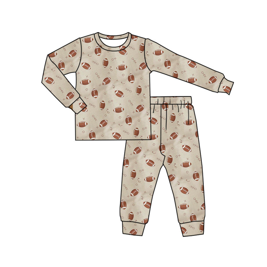 (Pre-order)BLP0955 Football Print Boys Fall Pajamas Clothes Set